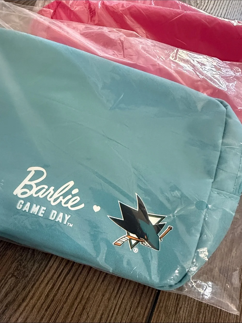 San Jose Sharks Barbie light blue  Hot Pink zipper Pouch